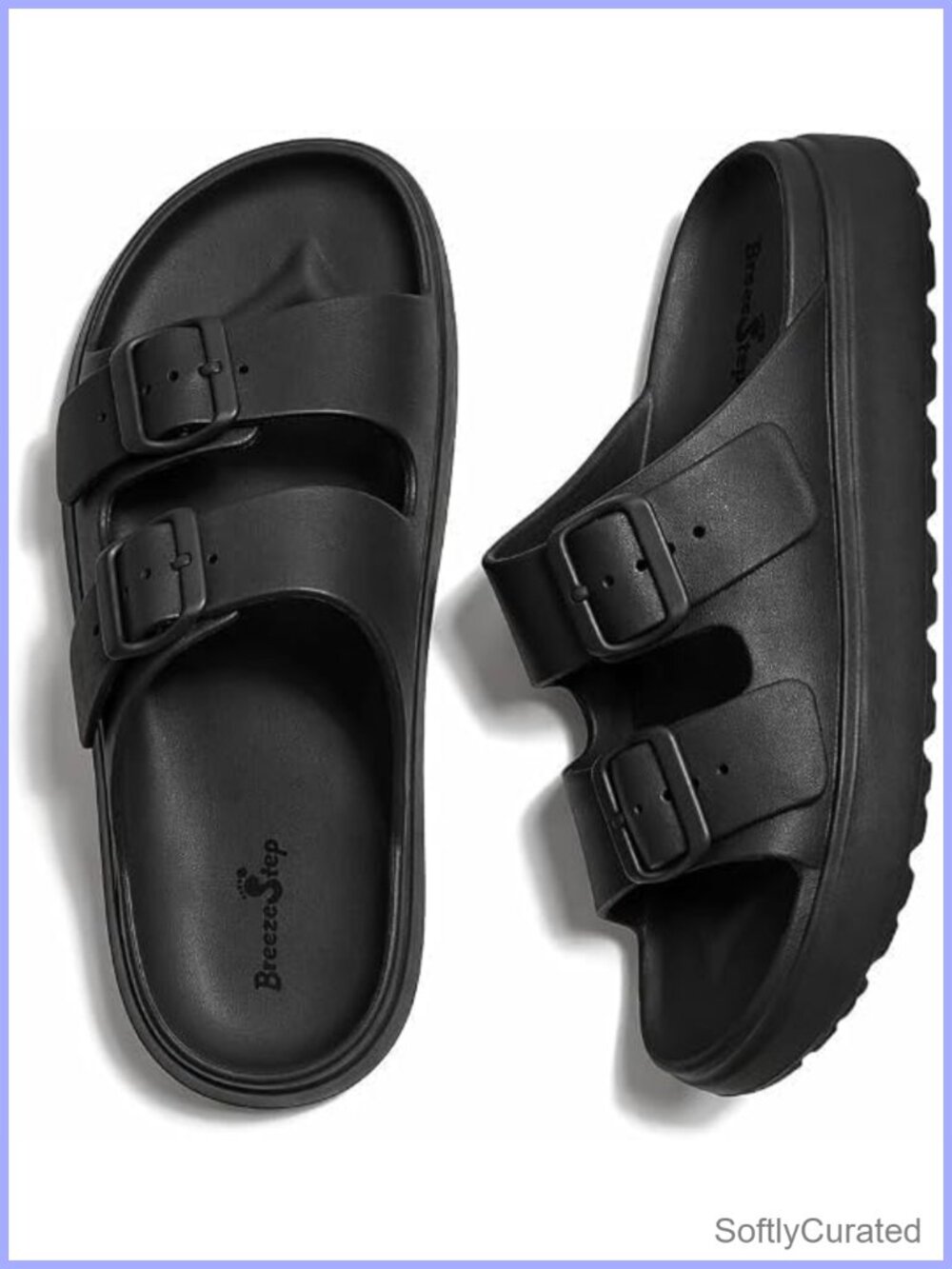 Women's Platform Slide Sandals EVA Adjustable Buckle Comfort Pillow Slides